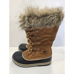 Sorel Joan of Arctic Waterproof Winter Boots Faux Fur Tan Womens Size 9